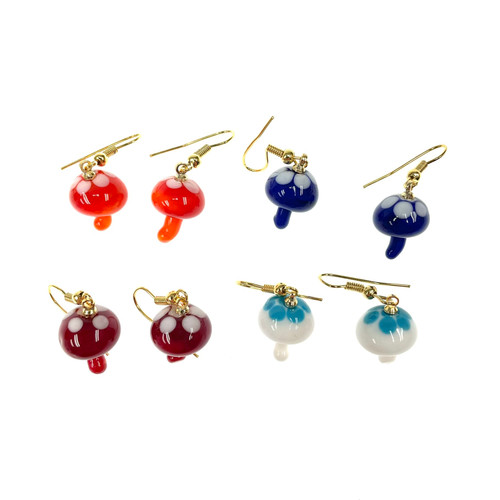 Mini Glass Mushroom Earring 1 Count Assorted Mini Glass Mushroom Earring 1 Count Assorted