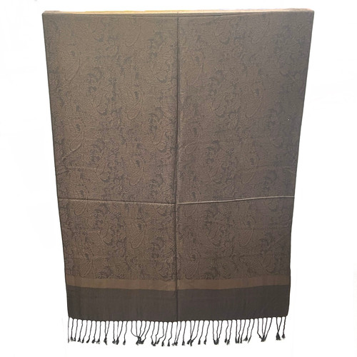 Dirt Brown Etched Paisley Pashmina Scarf Dirt Brown Etched Paisley Pashmina Scarf
