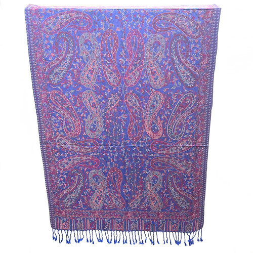 Blueish Purple Weaved Paisley Pashmina Scarf Blueish Purple Weaved Paisley Pashmina Scarf