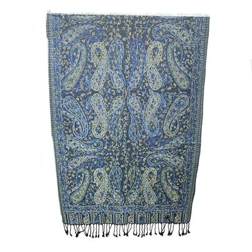 Starry Night Blue Weaved Paisley Pashmina Scarf
