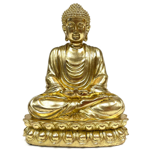 Sitting Gold Buddha Poly Statue 12"x 16" Sitting Gold Buddha Poly Statue 12"x 16"