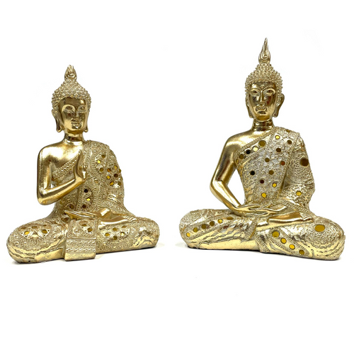 Sitting Buddha Set of 2 Poly Statue 10"x 11" Sitting Buddha Set of 2 Poly Statue 10"x 11"