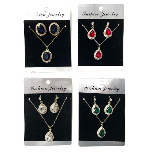 Shiny Gemstone Necklace and Earring Pack 1 Count Assorted Shiny Gemstone Necklace and Earring Pack 1 Count Assorted
