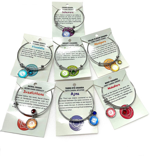 The 7 Chakra Stainless Steel Bangle Bracelet 1 Count Assorted The 7 Chakra Stainless Steel Bangle Bracelet 1 Count Assorted