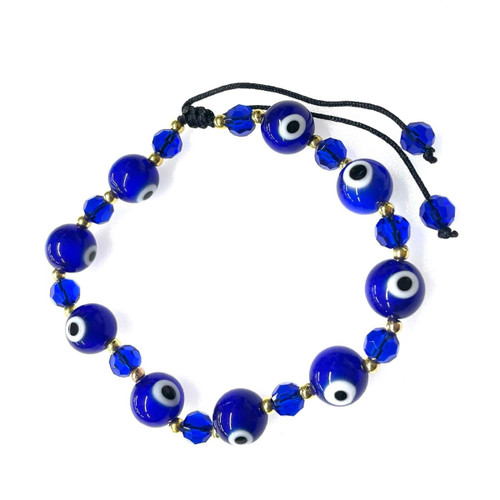 Blue Evil Eye Adjustable Bracelet 10mm + 6mm Blue Evil Eye Adjustable Bracelet 10mm + 6mm