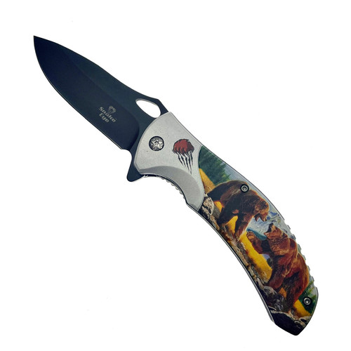 Grizzley Bear Fight Pocket Knife 8" Long Opened Grizzley Bear Fight Pocket Knife 8" Long Opened