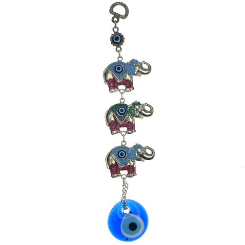 3 Parade Elephants Hanging Metal Evil Eye 10" 3 Parade Elephants Hanging Metal Evil Eye 10"