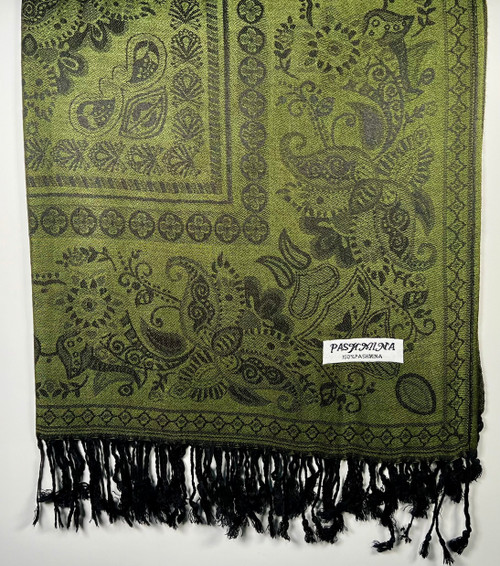 Deep Snake Green Paisley Pattern Pashmina Scarf (Copy)