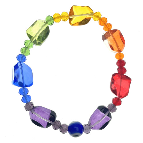 7 Chunk Chakra Colors Evil Eye Bracelet 1 Count 7 Chunk Chakra Colors Evil Eye Bracelet 1 Count