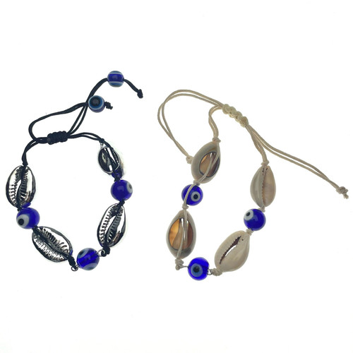 Sea Shells Evil Eye Bracelet 1 Count Assorted Sea Shells Evil Eye Bracelet 1 Count Assorted