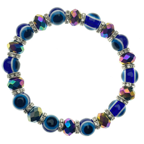 Colorful Encrusted Jeweled Evil Eye Bracelet 1 Count Colorful Encrusted Jeweled Evil Eye Bracelet 1 Count