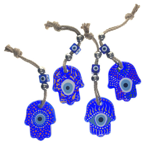 Small Hand of Fatima Painted Evil Eye Glass 9"x2.5" 1 Count Assorted Small Hand of Fatima Painted Evil Eye Glass 9"x2.5" 1 Count Assorted