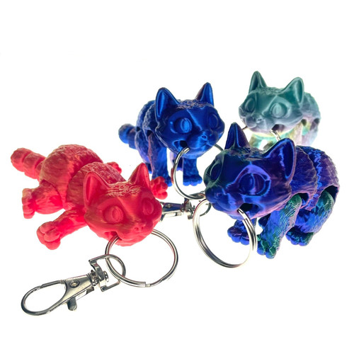 3D Printed Cat Keychain 1 Count Assorted Colors 3D Printed Cat Keychain 1 Count Assorted Colors