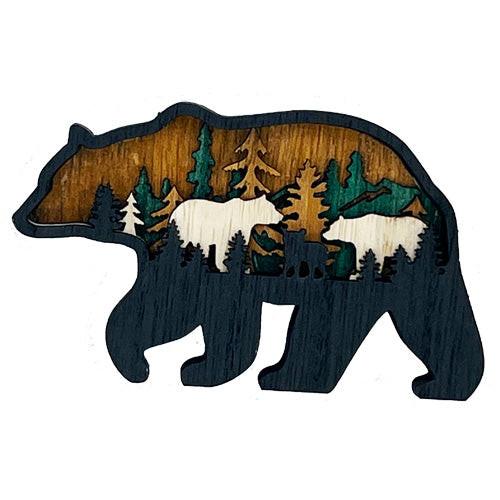 Multi Layered Wooden Black Bear Figure 1 Count Multi Layered Wooden Black Bear Figure 1 Count