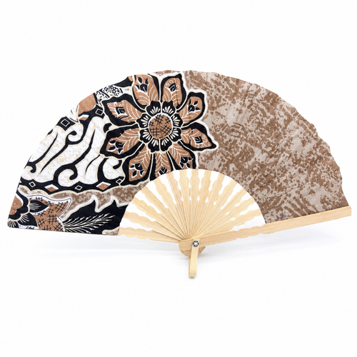 8" Batik Chinese Hand Fan 1 Count Assorted Colors