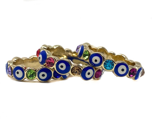 Lucky Evil Eye and Rhinestone Ring 1 Count Assorted Lucky Evil Eye and Rhinestone Ring 1 Count Assorted