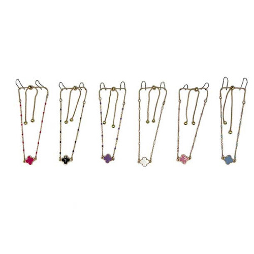 Tiny Beads on Gold Chain w/ Enamel Clover 1 Count Assorted Tiny Beads on Gold Chain w/ Enamel Clover 1 Count Assorted