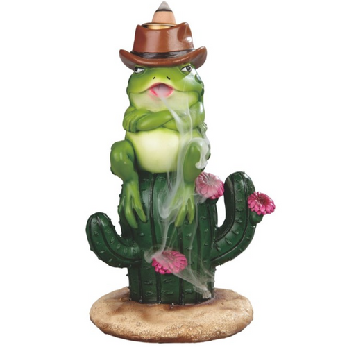 Cowboy Frog On Cactus Incense Burner Backflow Cowboy Frog On Cactus Incense Burner Backflow