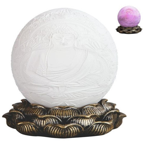 LED Buddah Globe on Lily Pad 4.5" Statue LED Buddah Globe on Lily Pad 4.5" Statue