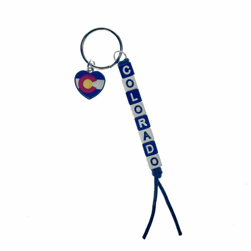 Colorado Beaded Friendship Keychain with Heart Shaped Flag Pendant Colorado Beaded Friendship Keychain with Heart Shaped Flag Pendant