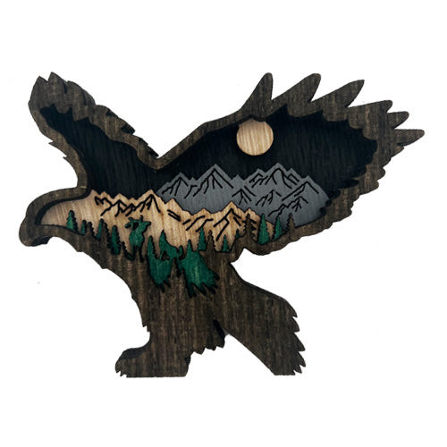 Wooden Multi Layered Eagle Magnet 1 Count Wooden Multi Layered Eagle Magnet 1 Count