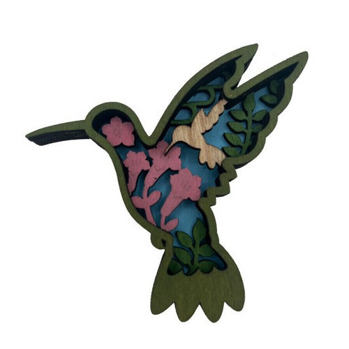 Wooden Multi Layered Humming Bird Magnet 1 Count Wooden Multi Layered Humming Bird Magnet 1 Count