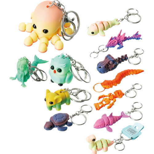 3D Printed Keychains 144 Pack Assorted Colors and Animals 3D Printed Keychains 144 Pack Assorted Colors and Animals