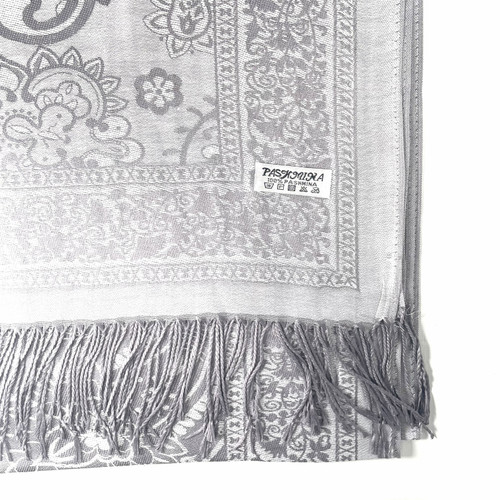 Steel Grey Leafy Paisley Pashmina Scarf Steel Grey Leafy Paisley Pashmina Scarf