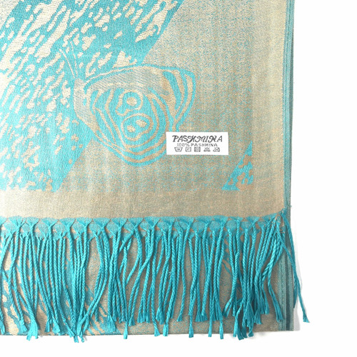 Steel Teal Butterflies Pashmina Scarf Steel Teal Butterflies Pashmina Scarf