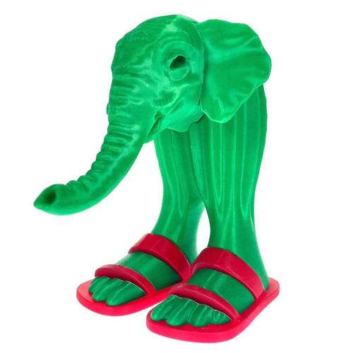 3D Printed Green Elephant in Sandals 1 Count 3D Printed Green Elephant in Sandals 1 Count