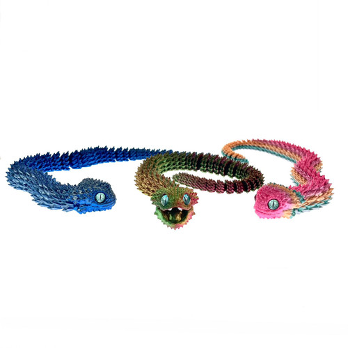 3D Printed 12" Snake with Fangs 1 Count Assorted Colors 3D Printed 12" Snake with Fangs 1 Count Assorted Colors