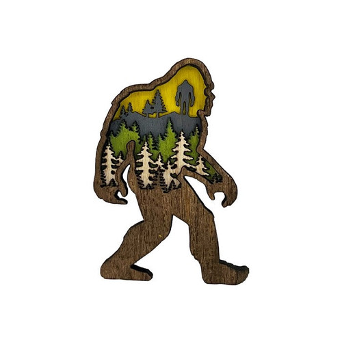 Multi Layered Wooden Bigfoot Magnet 1 Count Multi Layered Wooden Bigfoot Magnet 1 Count