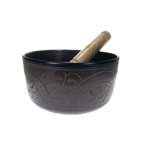 Aluminum Buddha Engraving 6" Singing Bowl 1 Count Aluminum Buddha Engraving 6" Singing Bowl 1 Count