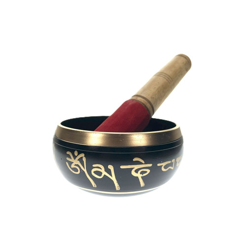 Small Brass Black Buddha Pattern 3.5" Singing Bowl 1 Count Small Brass Black Buddha Pattern 3.5" Singing Bowl 1 Count