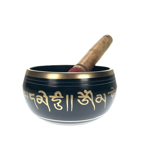 Brass Black Buddha Pattern 4.5" Singing Bowl 1 Count Brass Black Buddha Pattern 4.5" Singing Bowl 1 Count