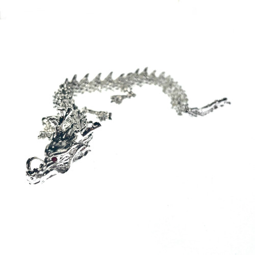 Silver Alloy 8" Posable Chinese Dragon 1 Count Silver Alloy 8" Posable Chinese Dragon 1 Count