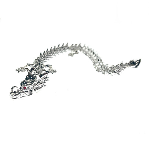 Silver Alloy 10" Posable Chinese Dragon 1 Count Silver Alloy 10" Posable Chinese Dragon 1 Count