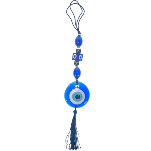 Hanging Almond Glass Accents with Evil Eye 12"x2" Hanging Almond Glass Accents with Evil Eye 12"x2"