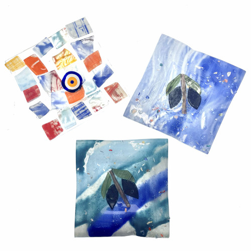 Medium Glass Evil Eye Ashtray 4"x4" 1 Count Assorted Styles Medium Glass Evil Eye Ashtray 4"x4" 1 Count Assorted Styles