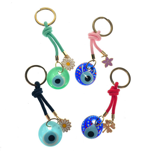 Gold Ring Evil Eye Keychain with Charm 1 Count Assorted Colors Gold Ring Evil Eye Keychain with Charm 1 Count Assorted Colors