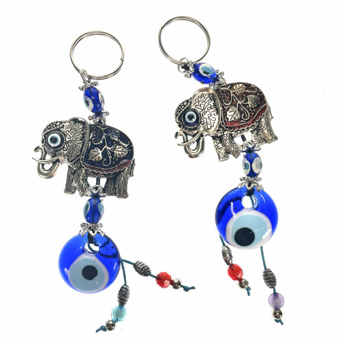 Evil Eye Metal Elephant Zinc with Beads 1 Count Assorted Colors