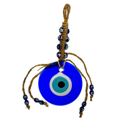 2.76" Turkish Evil Eye Jute Wall Hanging 