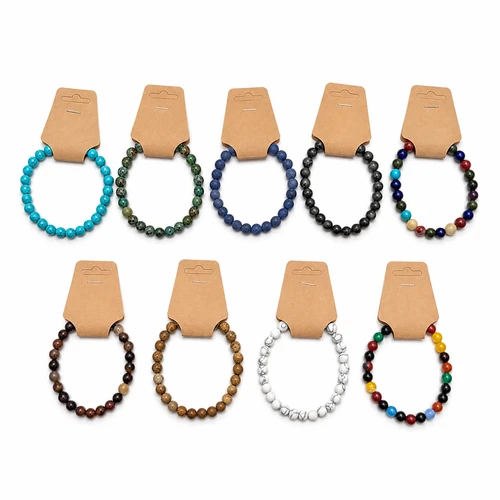 Assorted Natural Stone Beaded Stretch Bracelets – 8mm Gemstone Bracelet Collection