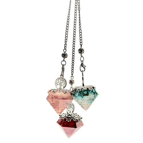Crystal Chip Pendulum with Silver-Tone Chain 1 count assorted