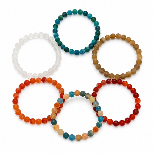 6-Piece Assorted Beaded Stretch Bracelet Set 1 count assorted
