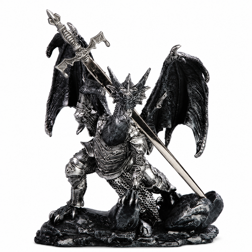 Black Dragon with Sword Guarding 7.25" Figure
