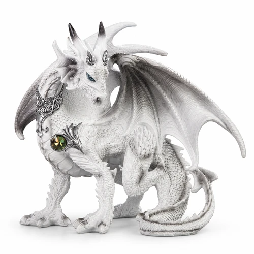 White & Gray Armored Dragon 8.75" Figure