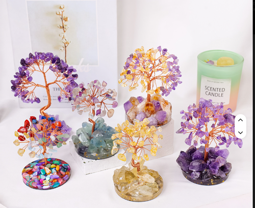 5" Gem Tree W/ Matching Crystal Chip Base (Assorted Styles)