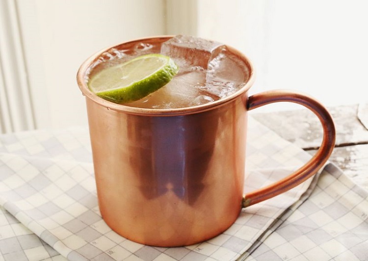A classic Moscow Mule served in a copper mug