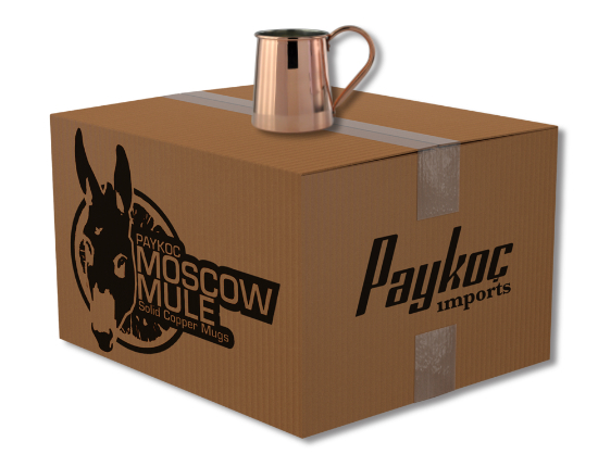 Case of copper mugs ready for wholesale shipment